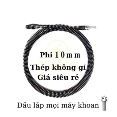 TAYO Dây thông tắc cống, bồn cầu lò xo INOX 5-15m - Siêu bền, có đầu nối, giảm còn 65.000 VND