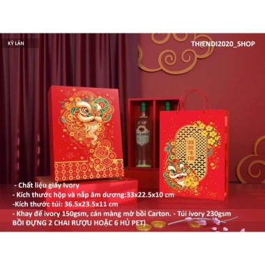 TDTET_SET 5 Hộp kèm túi đựng bánh kẹo Tết + rượu - Quà tặng Tết Nguyên Đán 52.080₫ 2