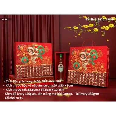 TDTET_SET 5 Hộp kèm túi đựng bánh kẹo Tết + rượu - Quà tặng Tết Nguyên Đán 52.080₫ 4