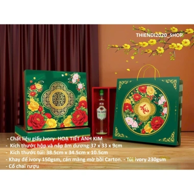 TDTET_SET 5 Hộp kèm túi đựng bánh kẹo Tết + rượu - Quà tặng Tết Nguyên Đán 52.080₫ 7