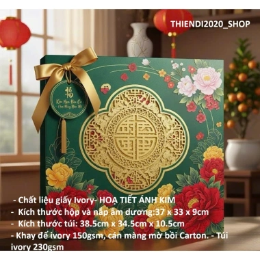 TDTET_SET 5 Hộp kèm túi đựng bánh kẹo Tết + rượu - Quà tặng Tết Nguyên Đán 52.080₫ 8