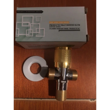 Tê cầu khóa inox 3 đầu răng ngoài màu vàng chất liệu đồng Giá chỉ 66.000₫