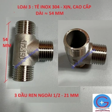 Tê chia 3 đầu ren ngoài 1/2 - 21mm, tê nối, t đúc giảm áp, hàng đẹp giá rẻ 18.000đ