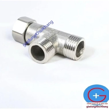 Tê chia nước bồn cầu 2 ren ốc xoay inox - Giá 27.000 VND, tê cầu, tê chia cầu