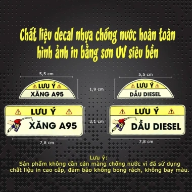 Tem bảo vệ động cơ xe tránh đổ nhầm xăng A95 và dầu Diesel - Giá chỉ 12.660 VND 9