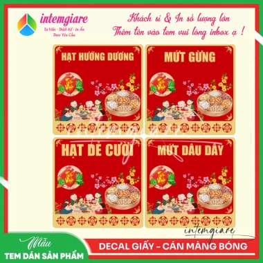 Tem Dán Mứt Tết Đa Dạng: Dừa, Macca, Điều, Hạnh Nhân – Giá 18.000 VNĐ