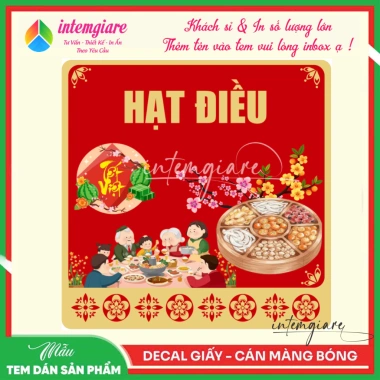 Tem Dán Mứt Tết Đa Dạng: Dừa, Macca, Điều, Hạnh Nhân – Giá 18.000 VNĐ