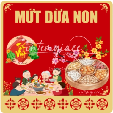 Tem Dán Mứt Tết Đa Dạng: Dừa, Macca, Điều, Hạnh Nhân – Giá 18.000 VNĐ