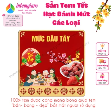 Tem Dán Mứt Tết Decal - Mứt Dừa, Hạt Macca, Hạt Điều, Hạt Hạnh Nhân, Giá 19.000