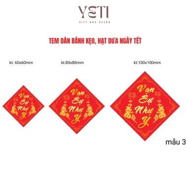 Tem dán ngày Tết decal tự dính - Vuông, thoi, dán bánh kẹo, hoa quả, hạt dưa - 25.000 VND 2