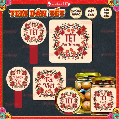 Tem Dán Tết An Khang Decal Hủ Thủy Tinh Chống Nước Chúc Mừng Năm Mới Giá 12.5k