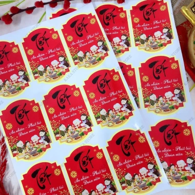 Tem Dán Tết An Nhiên Phát Tài Đoàn Viên - Decal Decor Cho Giỏ Quà, Hộp Bánh Kẹo, Mứt - 20.900 VND