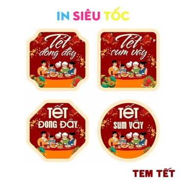 Tem dán Tết cắt sẵn 2.026 - Nhãn dán sum vầy, chúc mừng năm mới, chỉ 18.000đ