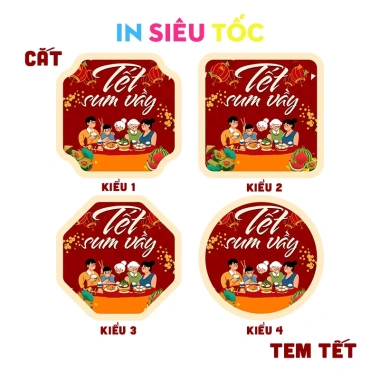 Tem dán Tết cắt sẵn 2.026 - Nhãn dán sum vầy, chúc mừng năm mới, chỉ 18.000đ