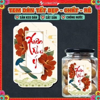 Tem Dán Tết Chống Nước Cắt Sẵn - Đong Đầy, An Nhiên, Xuân Như Ý - 22.500₫ 5