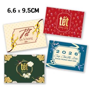 Tem dán Tết trộn 4 mẫu Hình dán giỏ quà bánh kẹo chữ nhật 6,6x9,5cm giá 25.500 VND