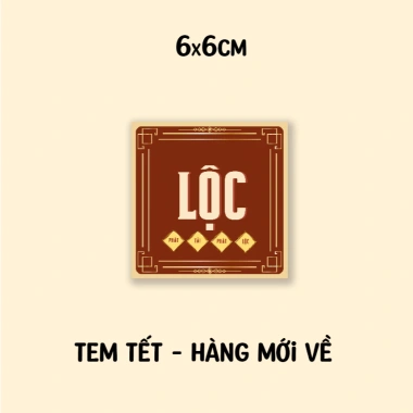 Tem dán Tết vuông 6x6cm 4 mẫu trộn Phúc Lộc Thọ Cát - Trang trí quà tặng giá 22.000 VND