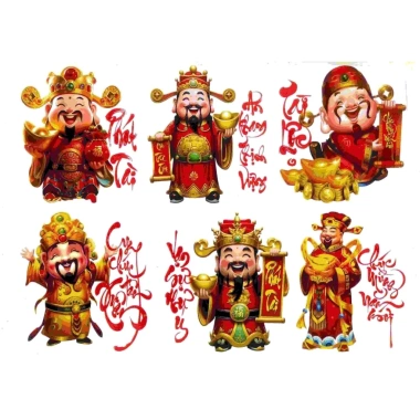 Tem dán trái cây Trang trí Thần Tài 6 hình - cao 13.7 cm, giá ưu đãi 95.120 VND 2 Tem dán trái cây Trang trí Thần Tài 6 hình - cao 13.7 cm, giá ưu đãi 95.120 VND 2