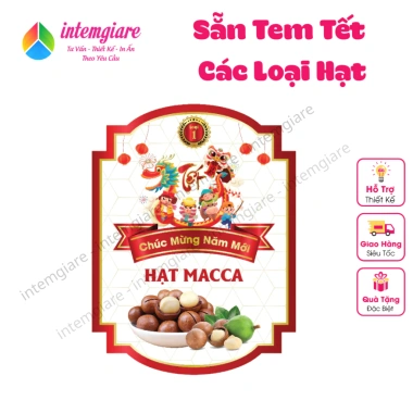Tem Giấy Bóng Sticker Dán Tết intemgiare – Hạt Granola Macca Hạnh Nhân Óc Chó Ngũ Cốc 18.000đ