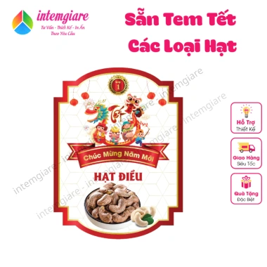 Tem Giấy Bóng Sticker Dán Tết intemgiare – Hạt Granola Macca Hạnh Nhân Óc Chó Ngũ Cốc 18.000đ