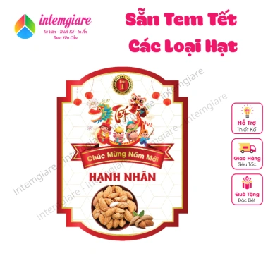 Tem Giấy Bóng Sticker Dán Tết intemgiare – Hạt Granola Macca Hạnh Nhân Óc Chó Ngũ Cốc 18.000đ