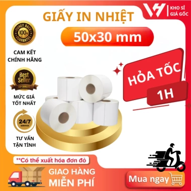 Tem in nhiệt 50x30mm - In mã dán cốc trà sữa, 800 tem 30m, sắc nét, giá 19.900 VND Tem in nhiệt 50x30mm - In mã dán cốc trà sữa, 800 tem 30m, sắc nét, giá 19.900 VND