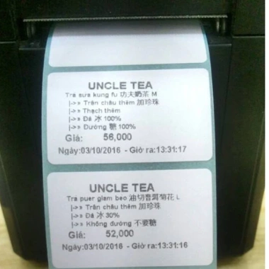 Tem in nhiệt 50x30mm - In mã dán cốc trà sữa, 800 tem 30m, sắc nét, giá 19.900 VND 3 Tem in nhiệt 50x30mm - In mã dán cốc trà sữa, 800 tem 30m, sắc nét, giá 19.900 VND 3