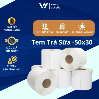 Tem in nhiệt 50x30mm - In mã dán cốc trà sữa, 800 tem 30m, sắc nét, giá 19.900 VND 6 Tem in nhiệt 50x30mm - In mã dán cốc trà sữa, 800 tem 30m, sắc nét, giá 19.900 VND 6