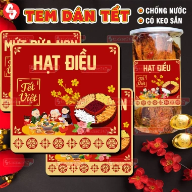 Tem Mứt Tết 2.026 Dán Hũ Thủy Tinh, Hộp Nhựa - Mứt Dừa Macca Điều Hạnh Nhân 21.5k Tem Mứt Tết 2.026 Dán Hũ Thủy Tinh, Hộp Nhựa - Mứt Dừa Macca Điều Hạnh Nhân 21.5k