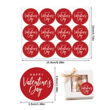 Tem nhãn dán tròn đỏ hồng Valentine TE81 - 10 tờ sticker trái tim dán hộp túi quà 28.000đ