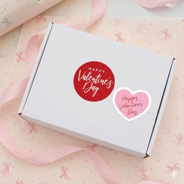 Tem nhãn dán tròn đỏ hồng Valentine TE81 - 10 tờ sticker trái tim dán hộp túi quà 28.000đ
