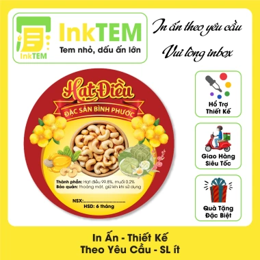 Tem Nhãn Giấy Cán Bóng InkTEM Hạt Điều Rang Muối Nhiều Kích Cỡ Mẫu 5 Giá 18.000