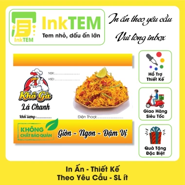 Tem Nhãn Giấy Decan InkTEM 8x6cm Hủ Khô Gà, Lá Chanh, Bơ Tỏi – Giá Ưu Đãi 18.000đ