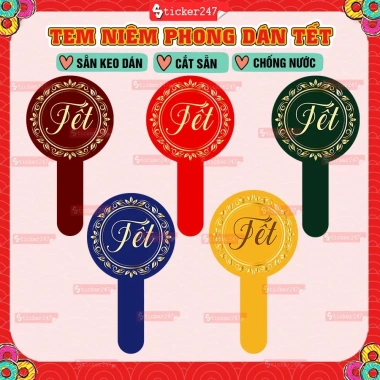 Tem Niêm Phong Dán Tết Sang Trọng - Chống Nước, Dán Hủ Thủy Tinh, Yến Sào, Hạt, Mứt Tết - Giá 22.500₫