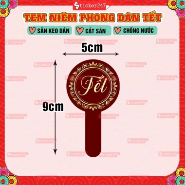 Tem Niêm Phong Dán Tết Sang Trọng - Chống Nước, Dán Hủ Thủy Tinh, Yến Sào, Hạt, Mứt Tết - Giá 22.500₫ 4