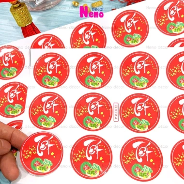 Tem Tết 2.026 Đa Năng Dán Decor Hộp Quà, Giỏ Quà, Bánh Kẹo - Decal Tươi Sáng, Sẵn Keo, Giá 15.800₫