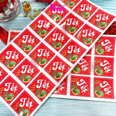 Tem Tết 2.026 Đa Năng Dán Decor Hộp Quà, Giỏ Quà, Bánh Kẹo - Decal Tươi Sáng, Sẵn Keo, Giá 15.800₫
