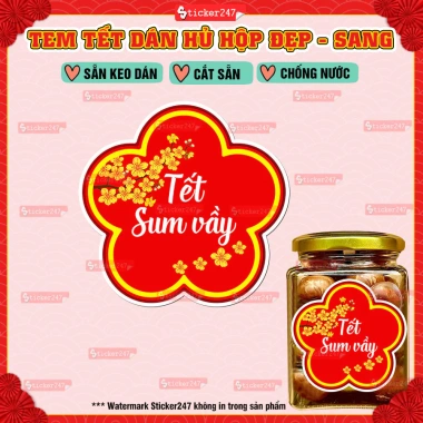 Tem Tết 2.026 Hình Bông Hoa Trang Trí Hũ Mứt Bánh Kẹo – Decal Chống Nước Cắt Sẵn Dán Hũ PET, Thủy Tinh, Nhựa Giá 24.500 6