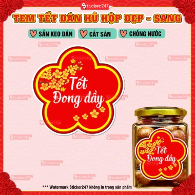 Tem Tết 2.026 Hình Bông Hoa Trang Trí Hũ Mứt Bánh Kẹo – Decal Chống Nước Cắt Sẵn Dán Hũ PET, Thủy Tinh, Nhựa Giá 24.500 9