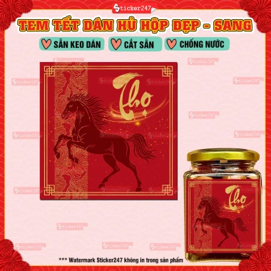 Tem Tết Bính Ngọ Thư Pháp 2.026: Decal chống nước dán hũ thủy tinh, hộp bánh kẹo, mứt, hủ PET, Giá chỉ 24.500đ 5