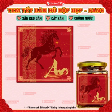 Tem Tết Bính Ngọ Thư Pháp 2.026: Decal chống nước dán hũ thủy tinh, hộp bánh kẹo, mứt, hủ PET, Giá chỉ 24.500đ 6