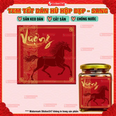Tem Tết Bính Ngọ Thư Pháp 2.026: Decal chống nước dán hũ thủy tinh, hộp bánh kẹo, mứt, hủ PET, Giá chỉ 24.500đ 8