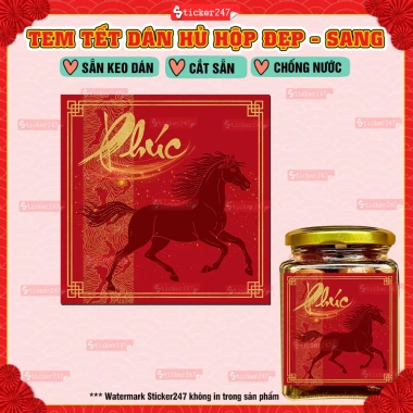 Tem Tết Bính Ngọ Thư Pháp 2.026: Decal chống nước dán hũ thủy tinh, hộp bánh kẹo, mứt, hủ PET, Giá chỉ 24.500đ 10