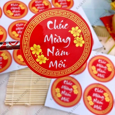 Tem Tết Chống Nước Cắt Sẵn - Decal Dán Trang Trí Giỏ Quà, Hộp Bánh Kẹo, Giá Ưu Đãi 23.9k