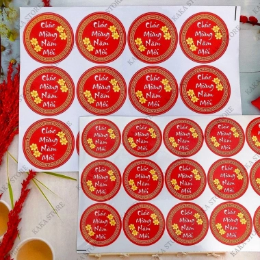 Tem Tết Chống Nước Cắt Sẵn - Decal Dán Trang Trí Giỏ Quà, Hộp Bánh Kẹo, Giá Ưu Đãi 23.9k
