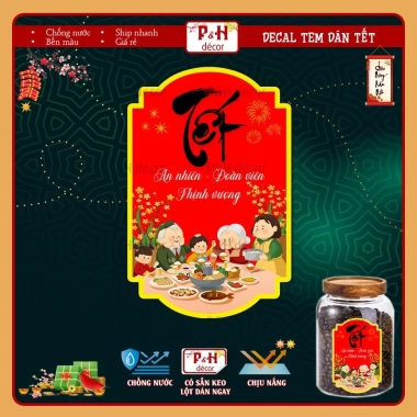 Tem Tết chống nước dán hộp, hủ, chai, lọ - Đựng mứt, bánh kẹo, quà tặng 19.900đ 2
