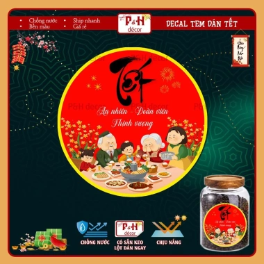 Tem Tết chống nước dán hộp, hủ, chai, lọ - Đựng mứt, bánh kẹo, quà tặng 19.900đ 3