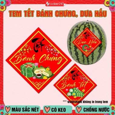 Tem Tết Dán Bánh Chưng, Bánh Tét Dưa Hấu Keo – Sticker Hình Thoi 2.026 22.500đ