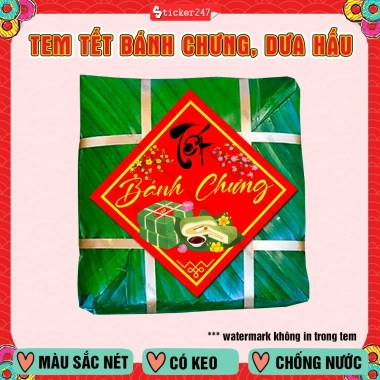 Tem Tết Dán Bánh Chưng, Bánh Tét Dưa Hấu Keo – Sticker Hình Thoi 2.026 22.500đ