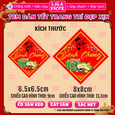 Tem Tết Dán Bánh Chưng Dưa Hấu Bưởi Sticker Hình Thoi 2.026 TET82 Giá 21.500 3